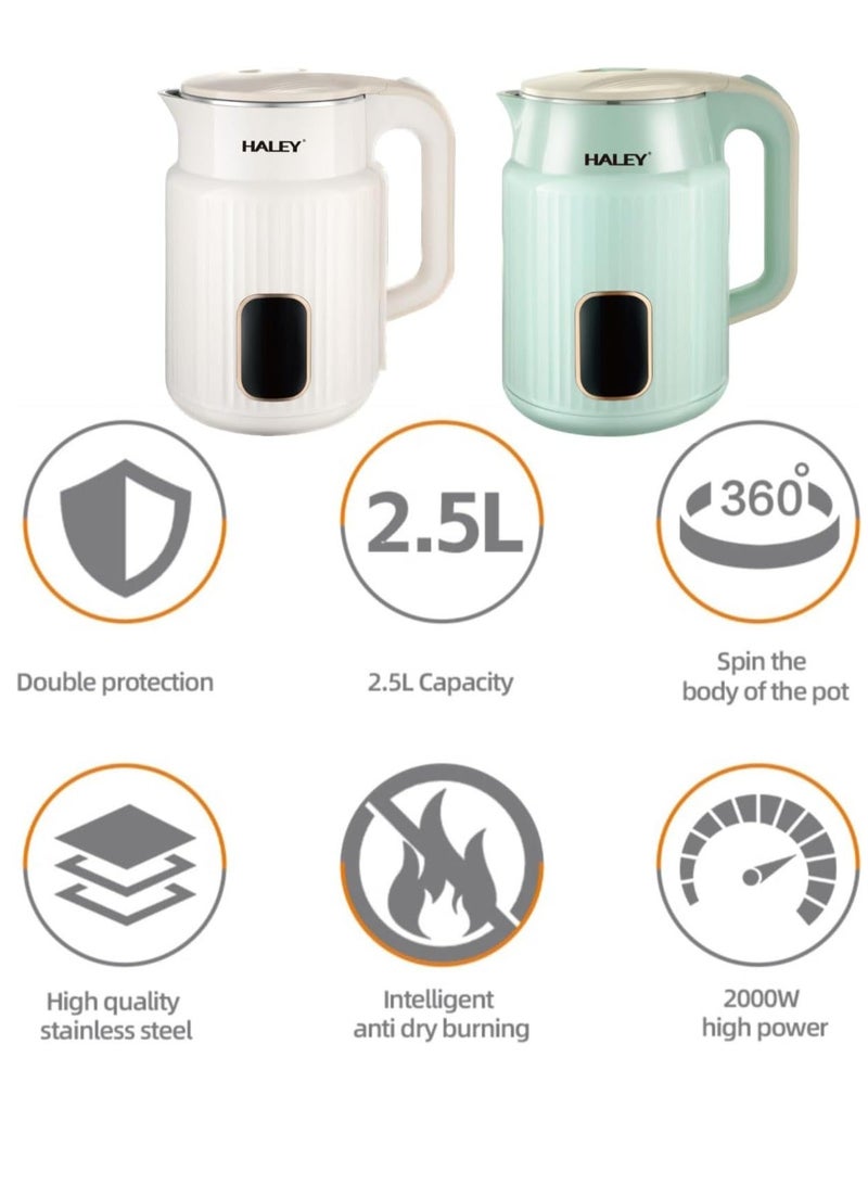 HALEY 2.5L Electric Kettle，2000W,304 stainless steel inner body, Hot Water Kettle,2 Year Warranty,HY-8920 (Y.2.5L) - Image 5